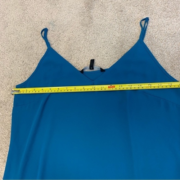 Whbm blue short sleeve wrap midi dress Sz L - Picture 9 of 13